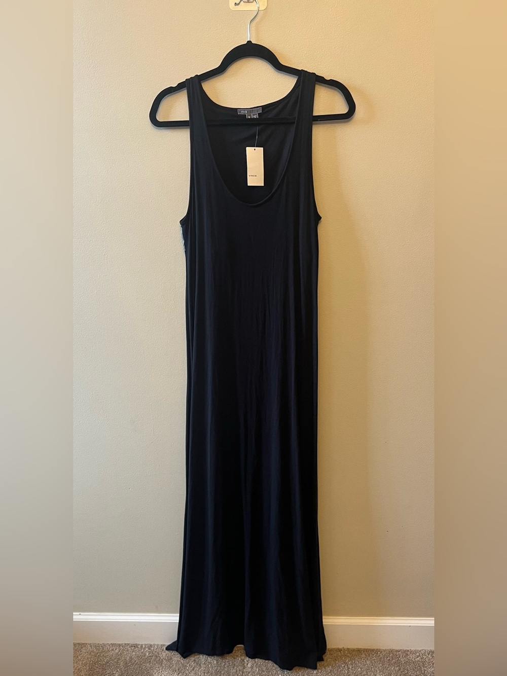 NWT $245 Vince Chambray Back Maxi Dress Women's Size Medium Black Grey